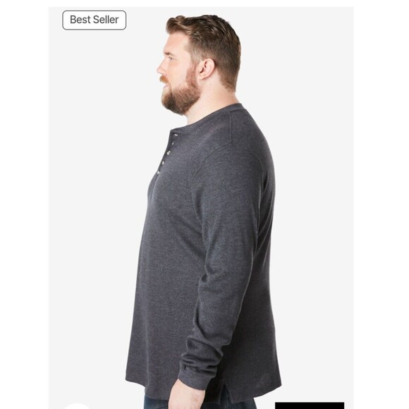 KingSize Shirt Mens 3XL Henley Thermal Waffle Knit Tee Outdoors Gray - Picture 3 of 8